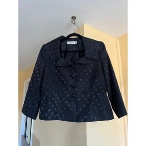 Women's Tahari Arthur S. Levine Size 12P Black Polka Dot Cropper Blazer